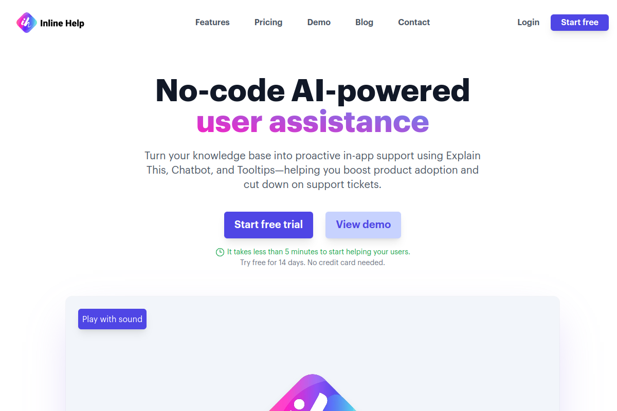 Inline Help website screenshot 1