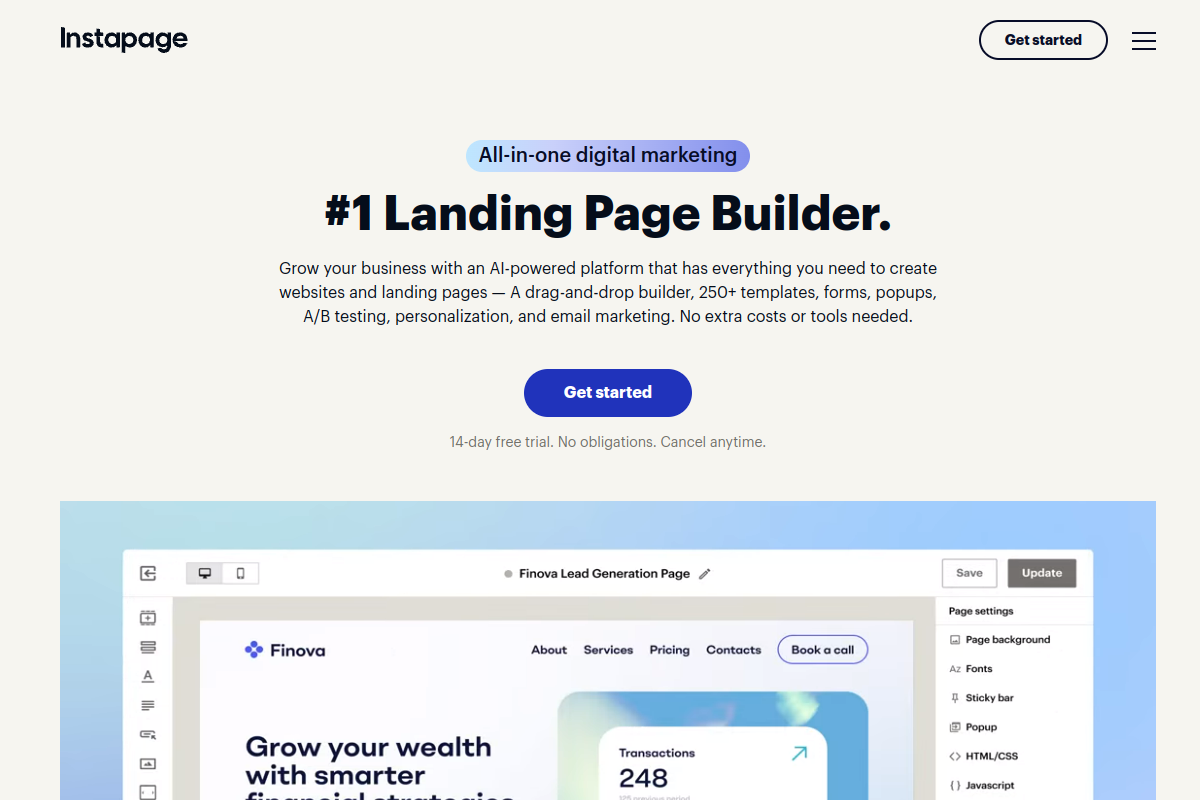 Instapage screenshot