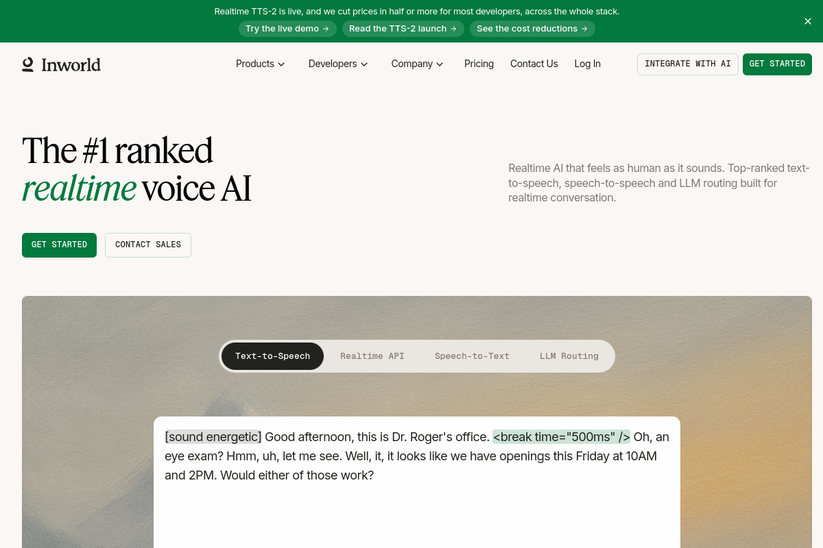Inworld AI website screenshot 1