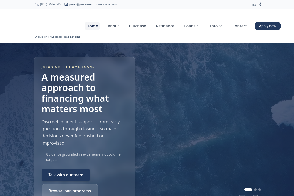jasonsmithhomeloans.com homepage preview