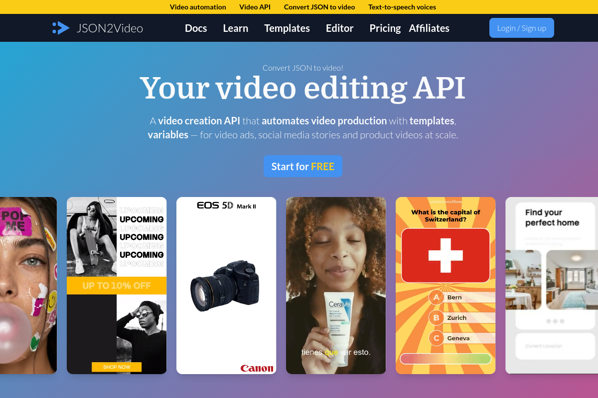 JSON2Video preview