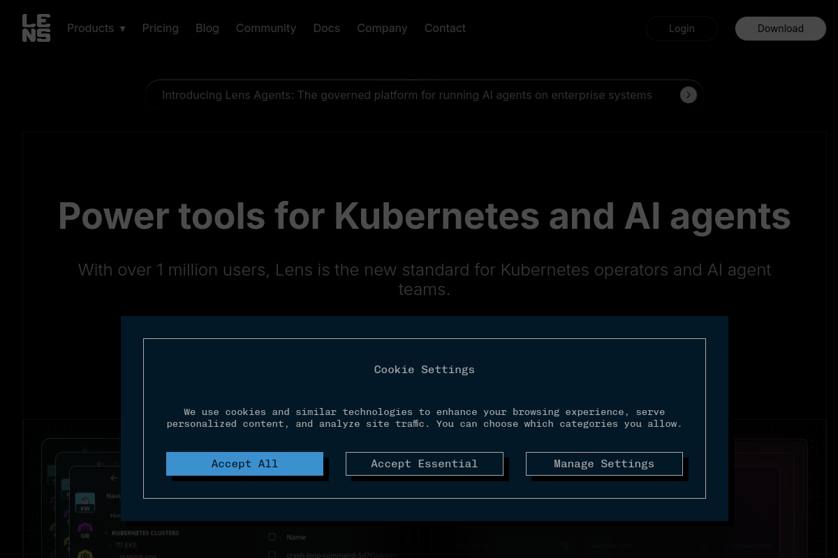 Screenshot of k8slens.dev