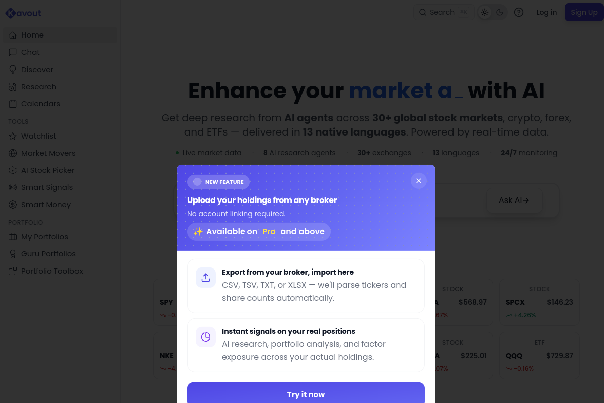 Kavout website screenshot 1