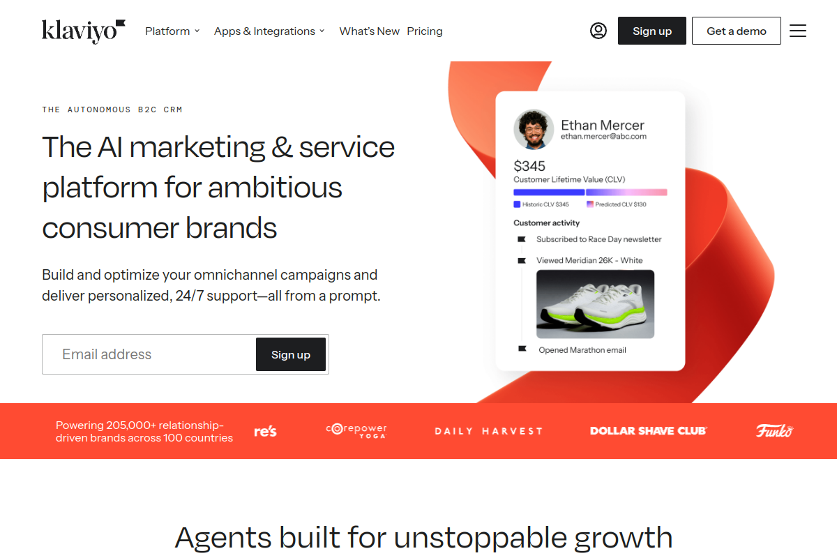 Klaviyo website screenshot 1