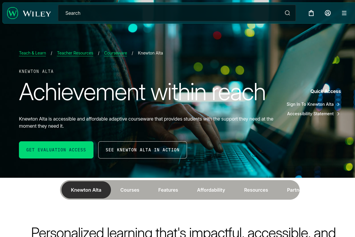 Knewton Alta website screenshot 1