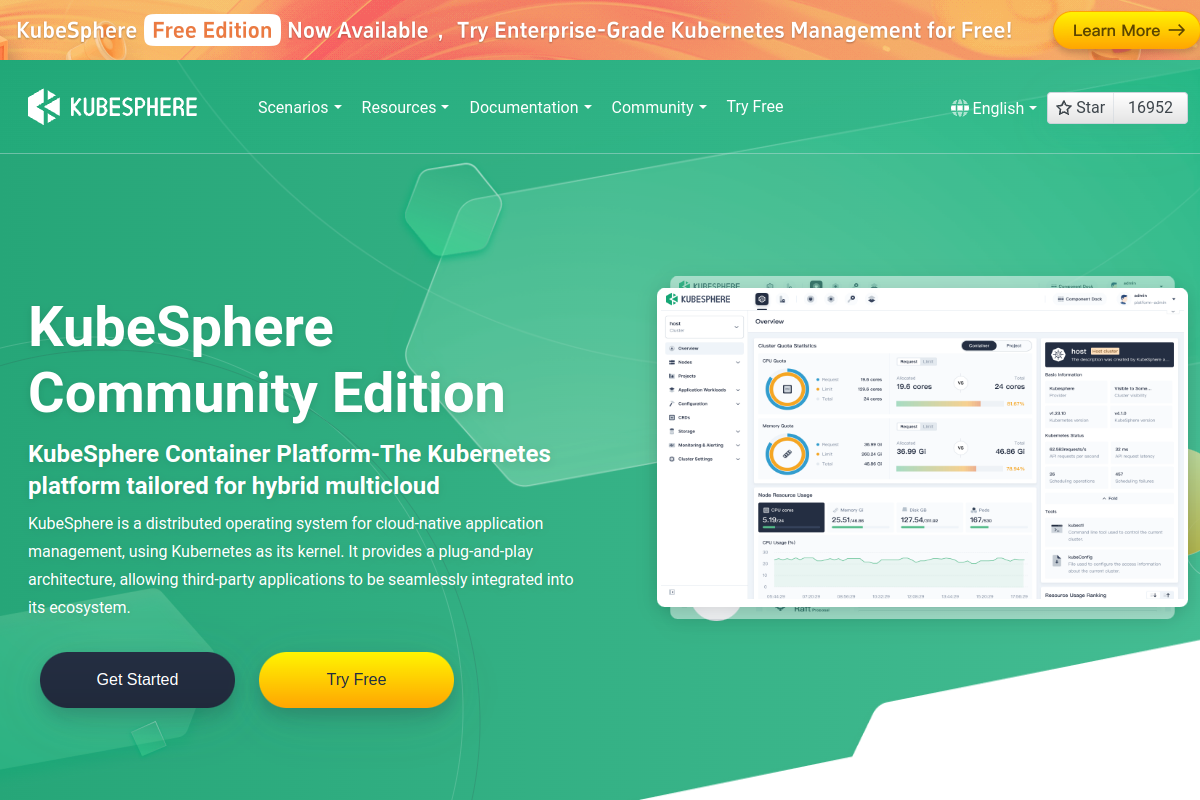 Screenshot of kubesphere.io