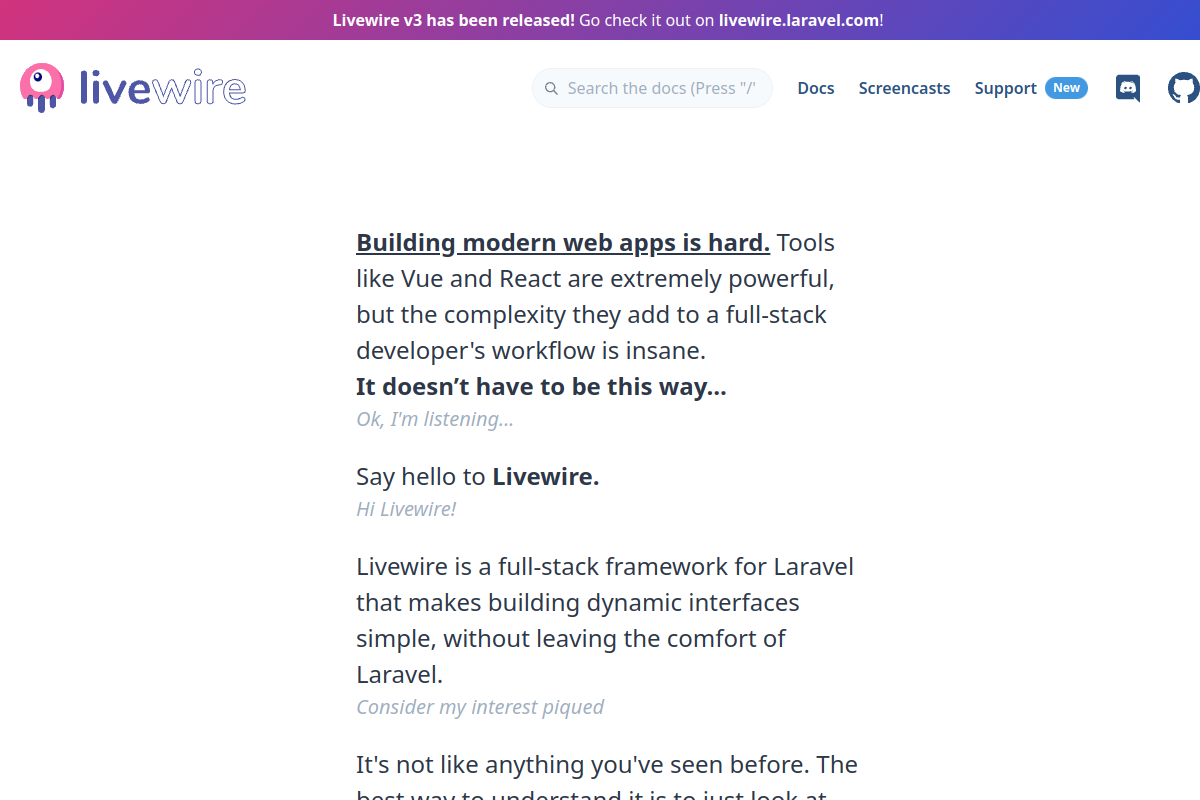 Screenshot of laravel-livewire.com