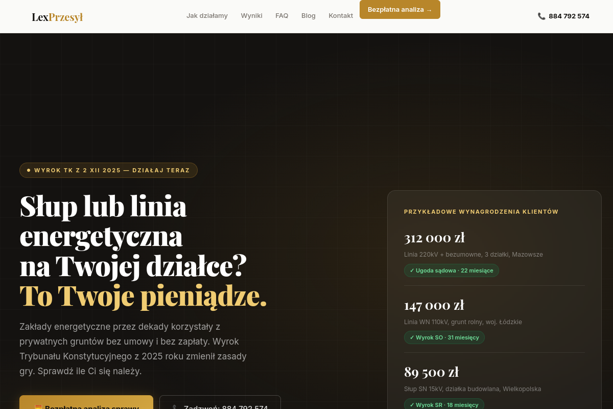 Lex Przesyłowy website screenshot