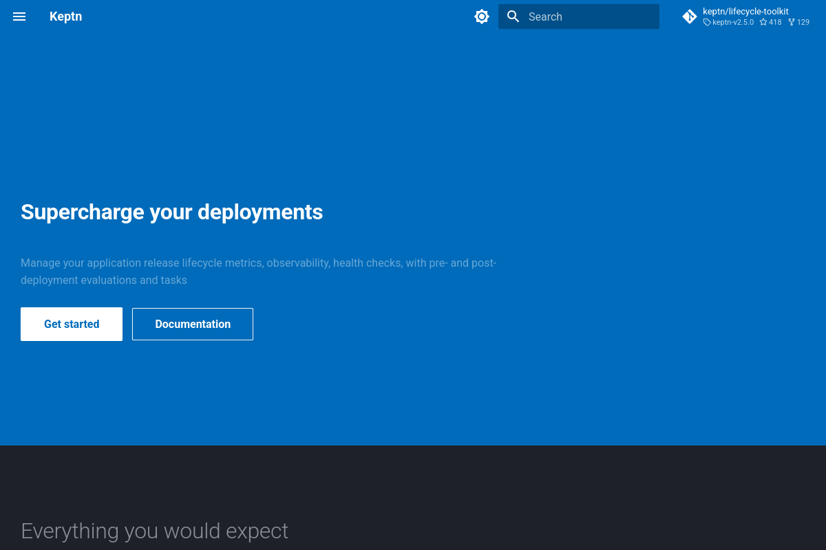 Screenshot of lifecycle.keptn.sh