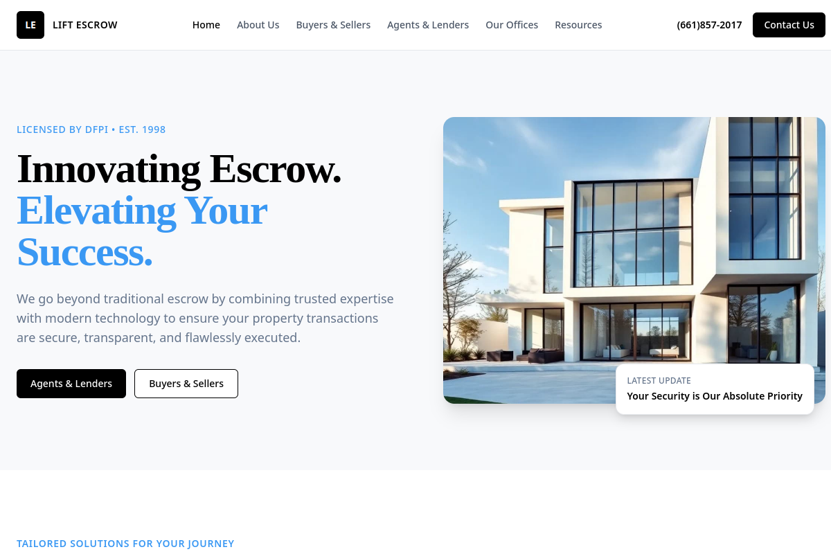 liftescrow.com homepage preview