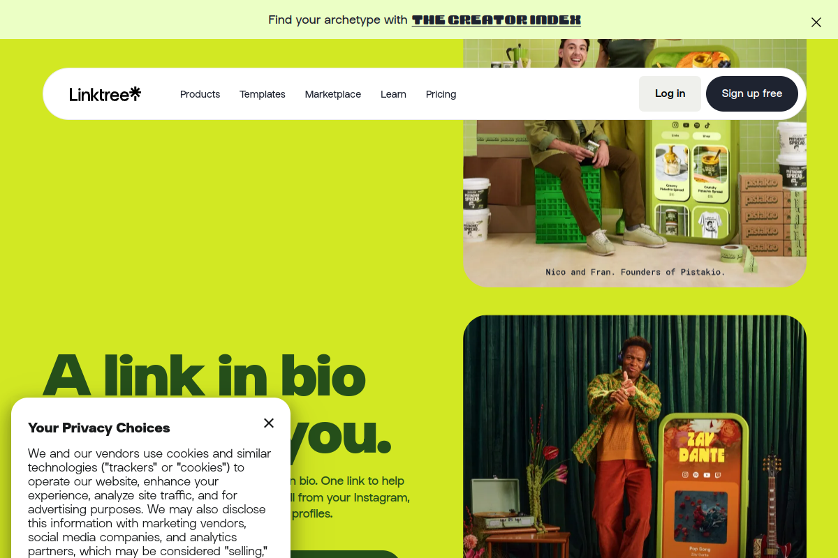 Linktree screenshot