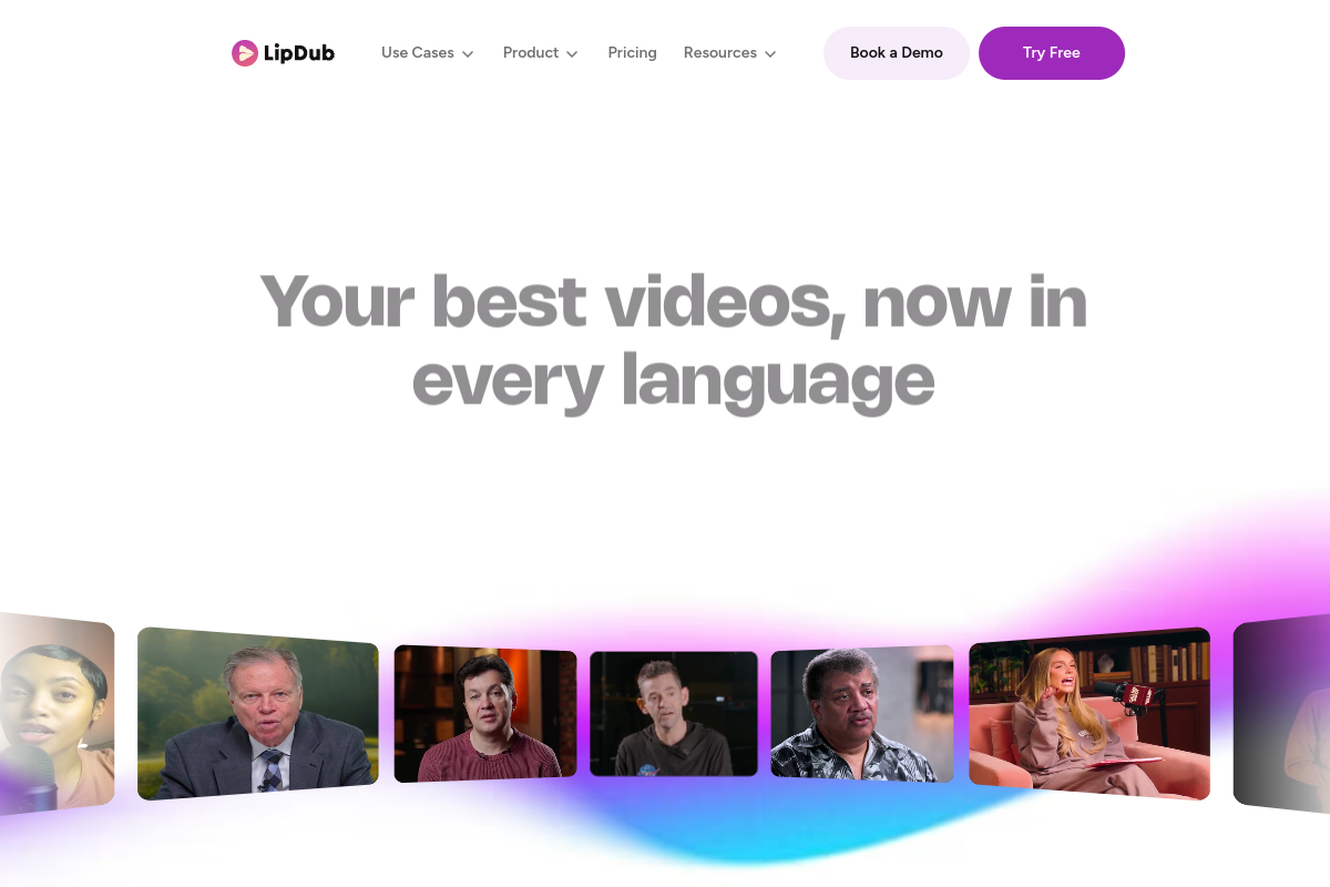 LipDub: AI Video Localization & Lip Sync in 80+ Languages website screenshot 1