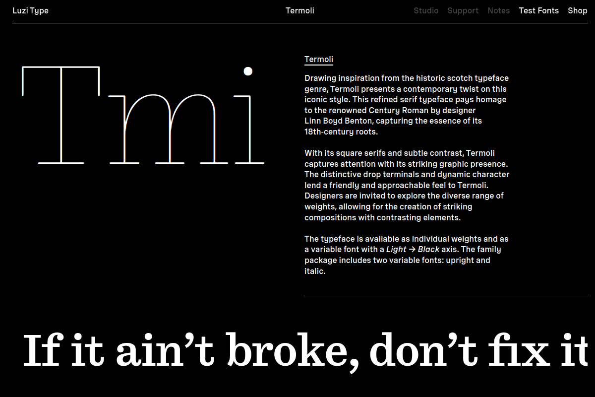 screenshot of Termoli Font