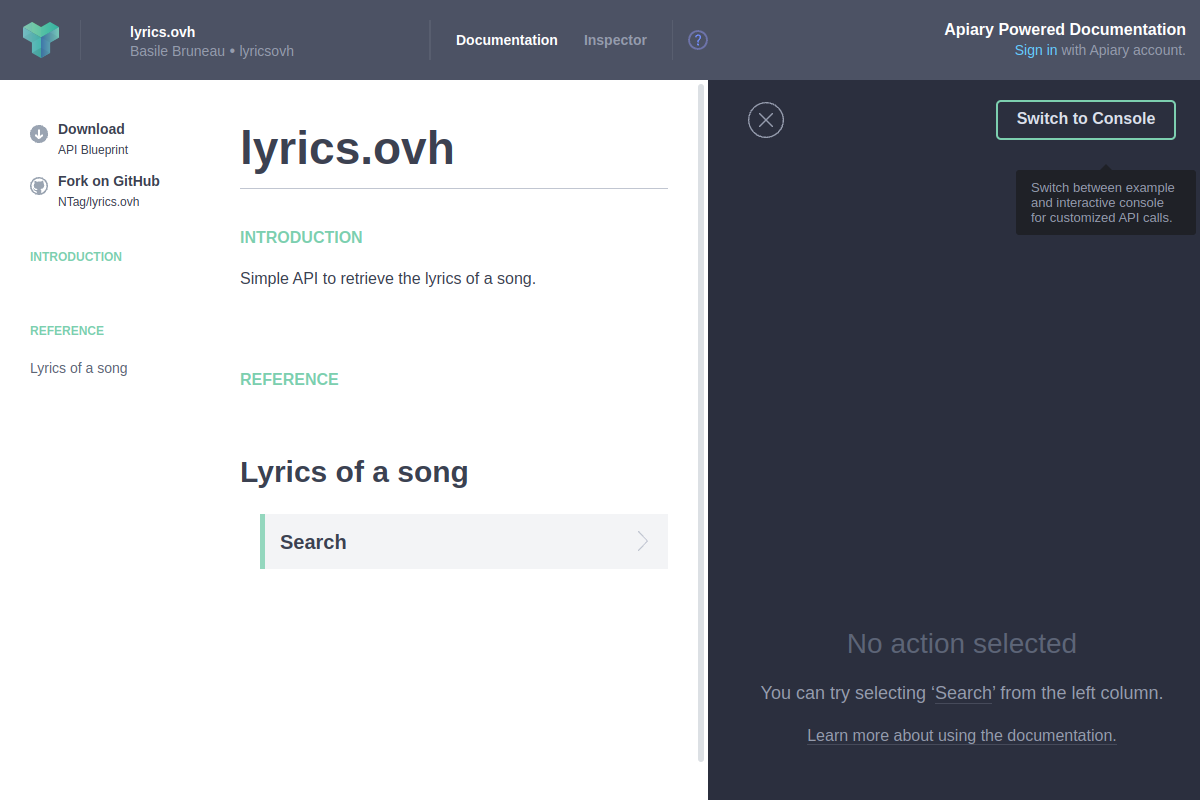 Lyrics.ovh preview