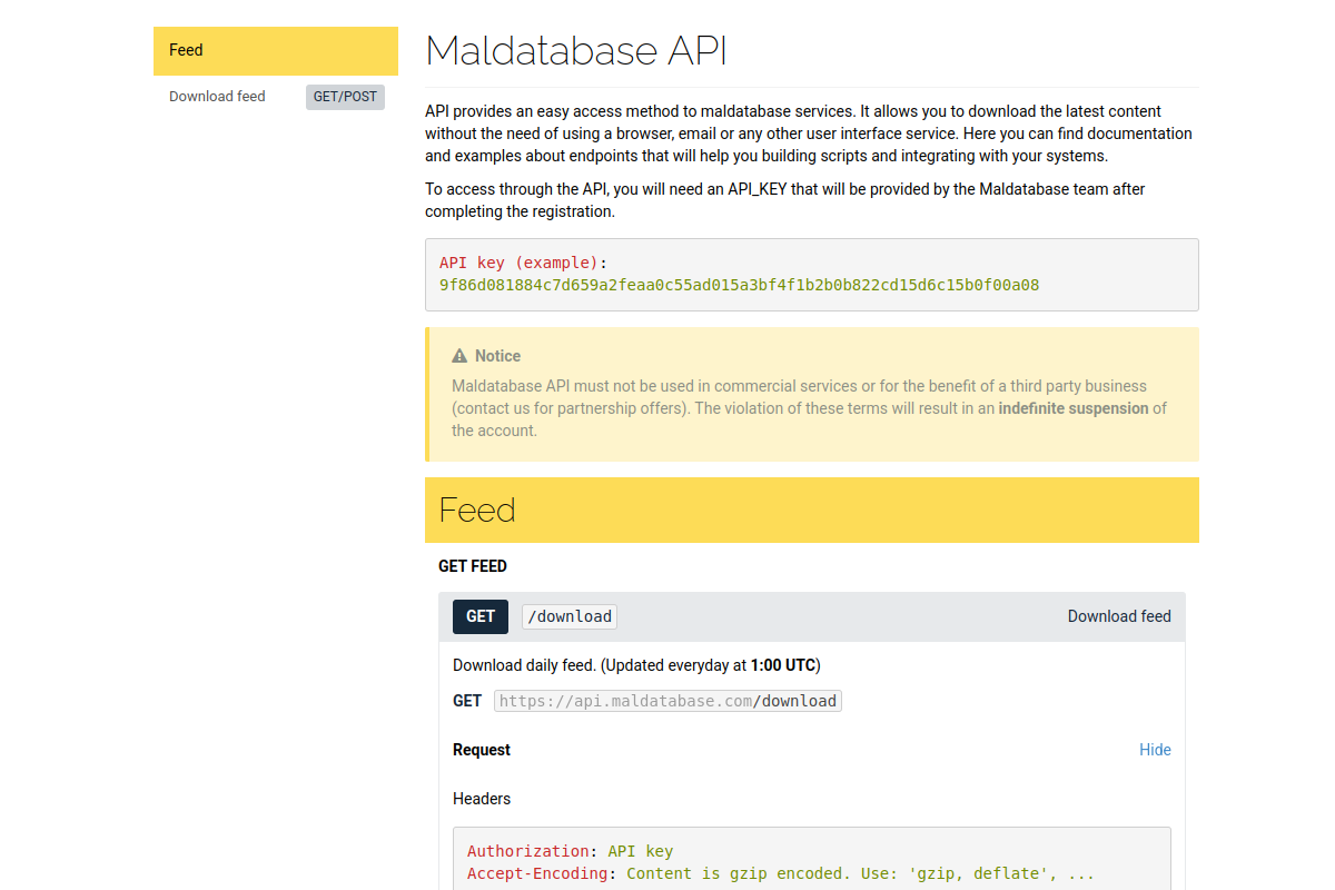 MalDatabase preview