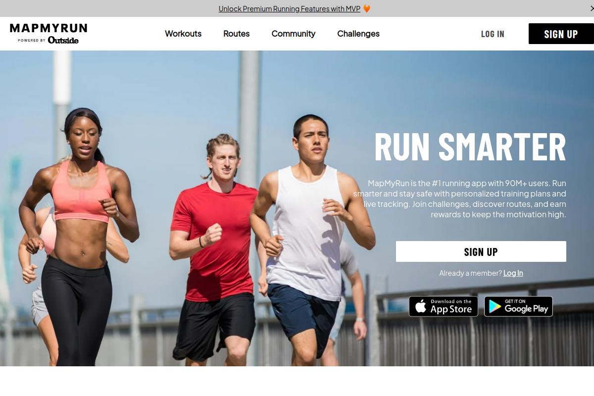 MapMyRun website screenshot 1