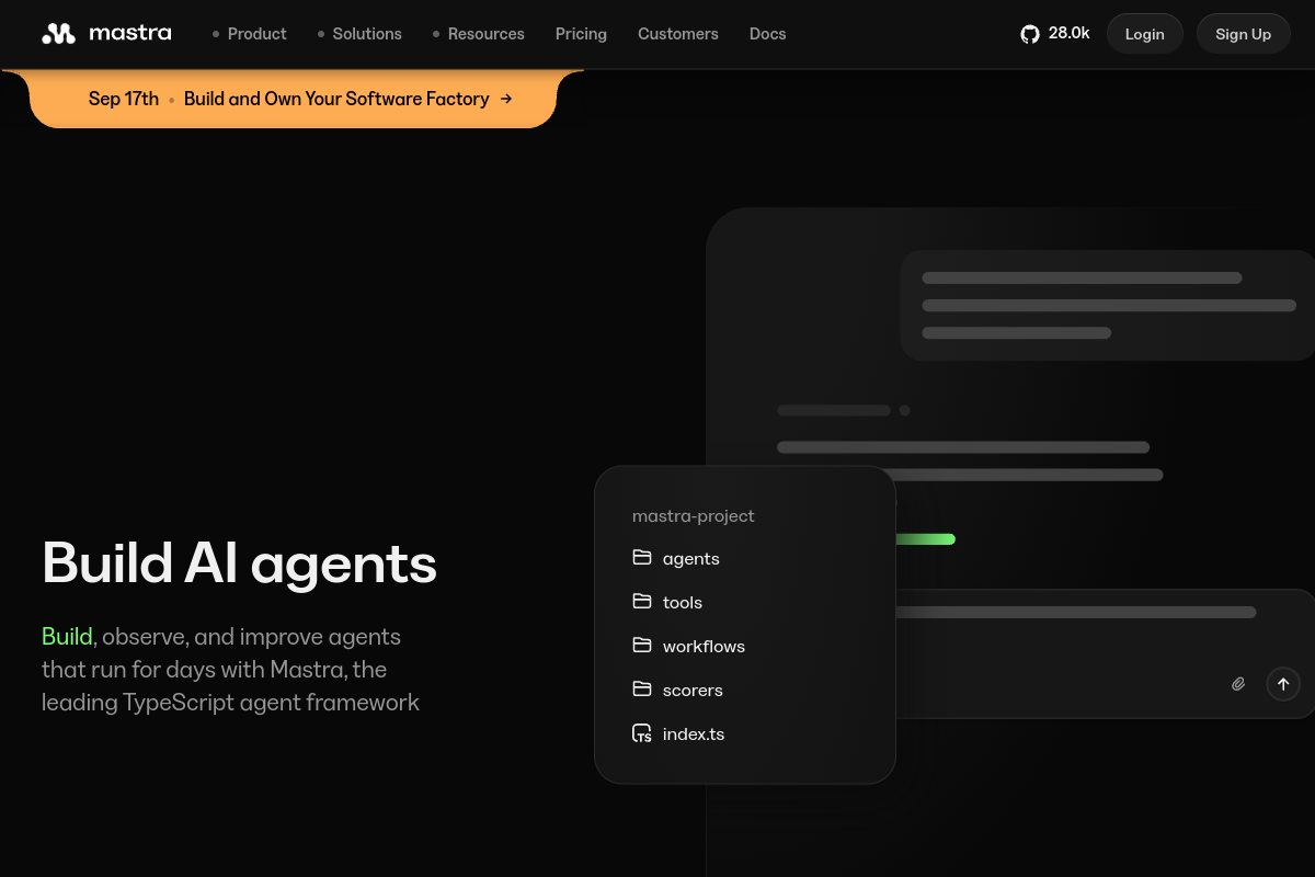 Mastra website screenshot 1