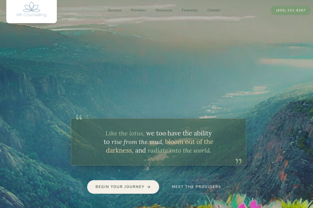 MK Counseling website screenshot