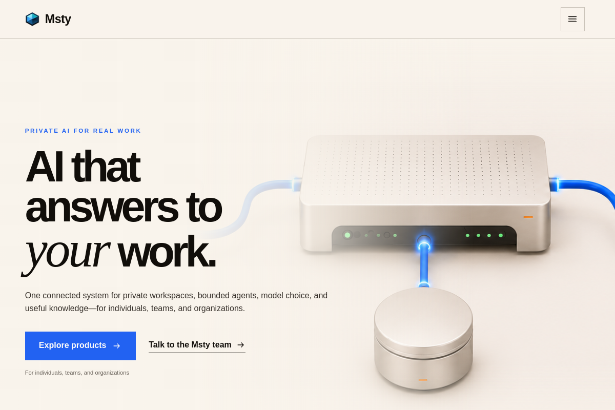 Msty website screenshot 1