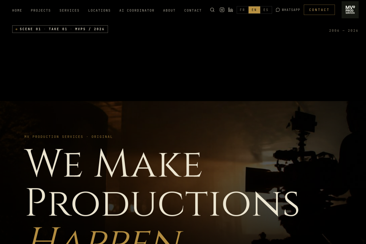 MV Production Services — aperçu live du site