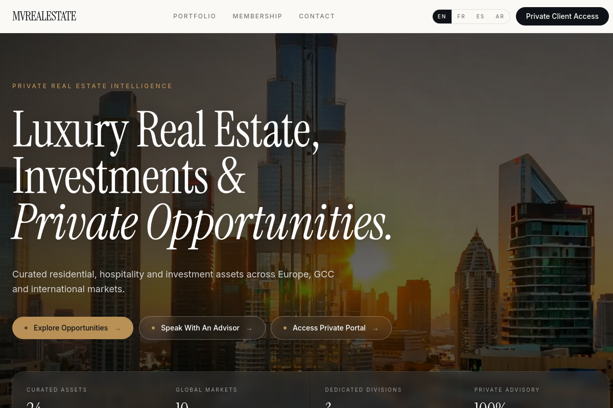 MV Real Estate — aperçu live du site