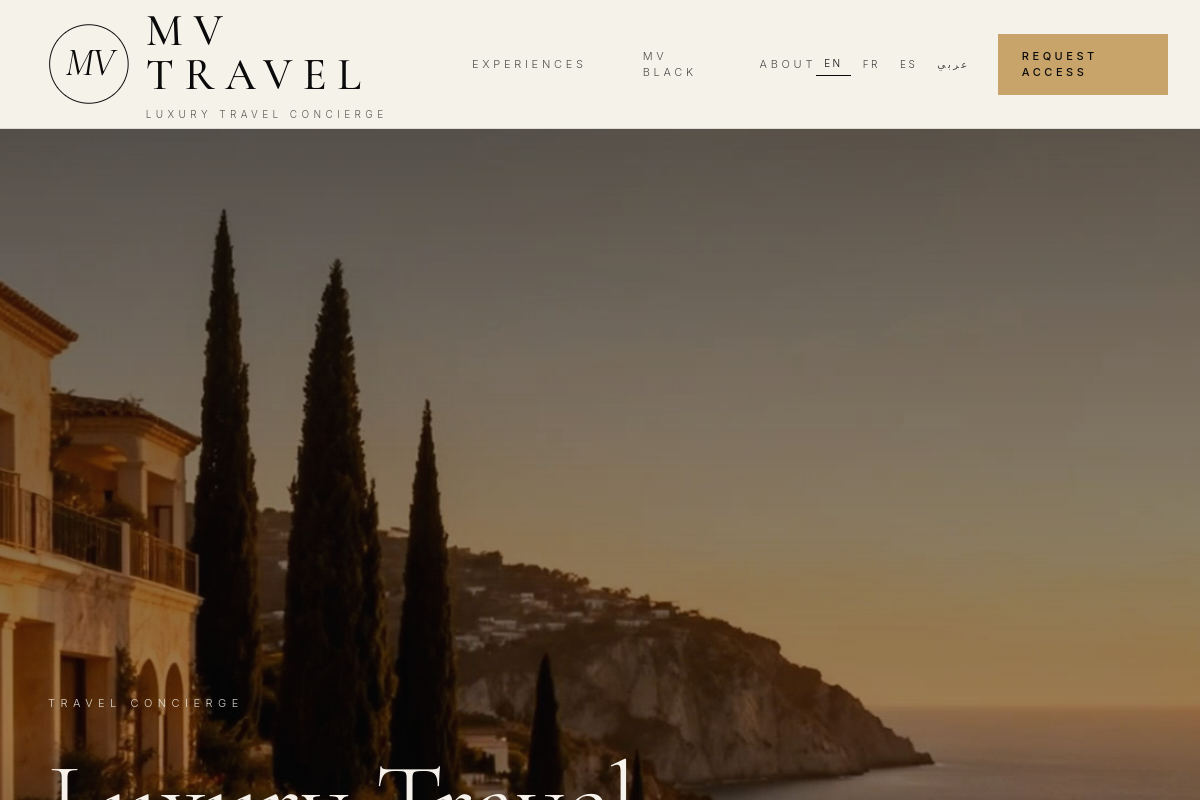 MV Travel — aperçu live du site