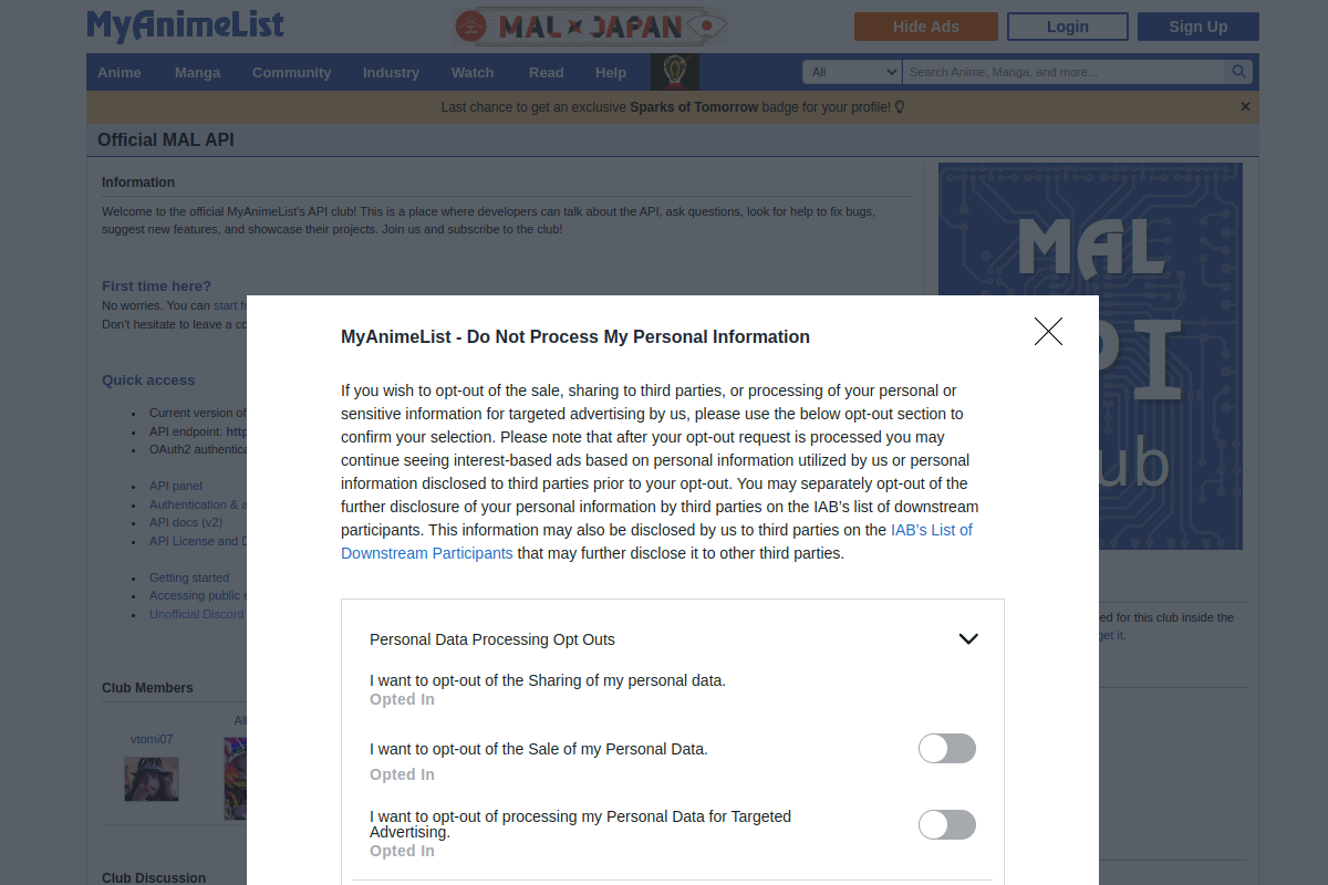MyAnimeList preview