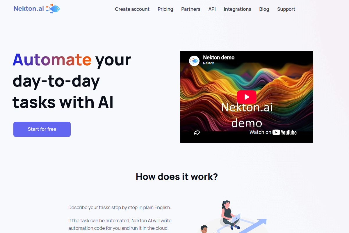 Nekton AI website screenshot 1