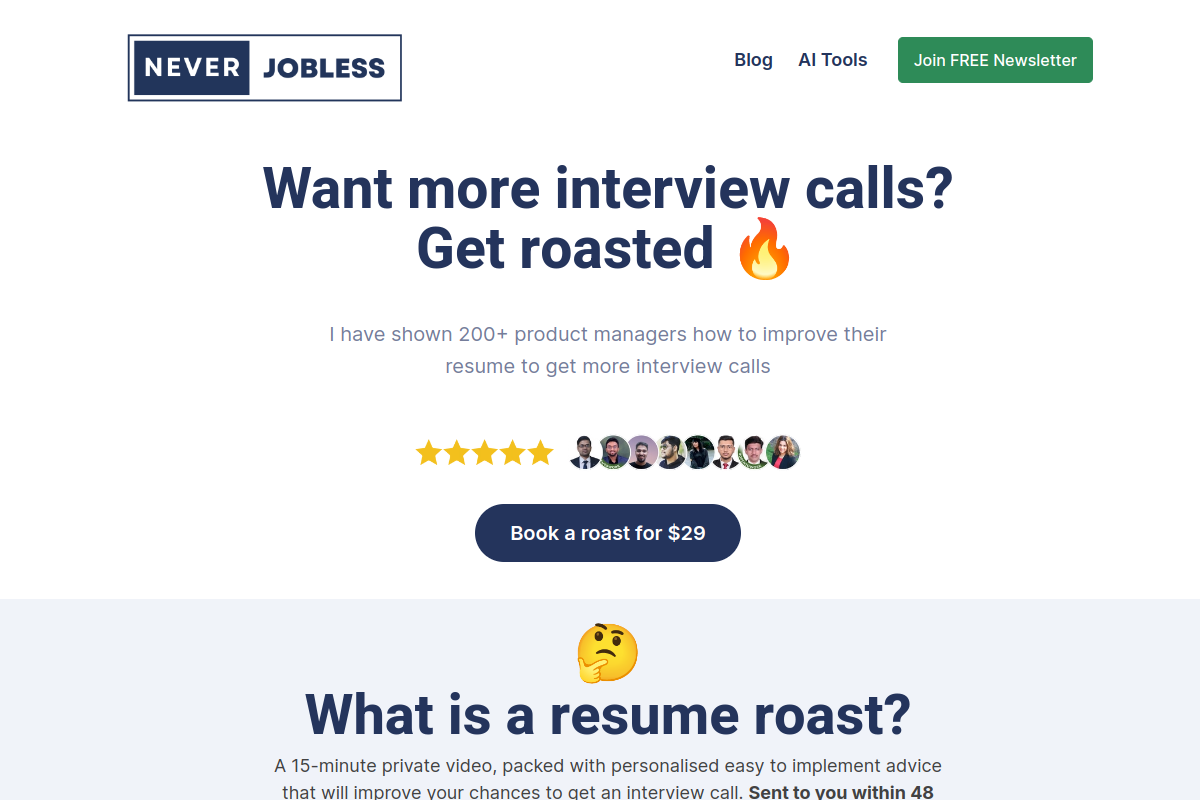 Never Jobless LinkedIn Message Generator website screenshot 1