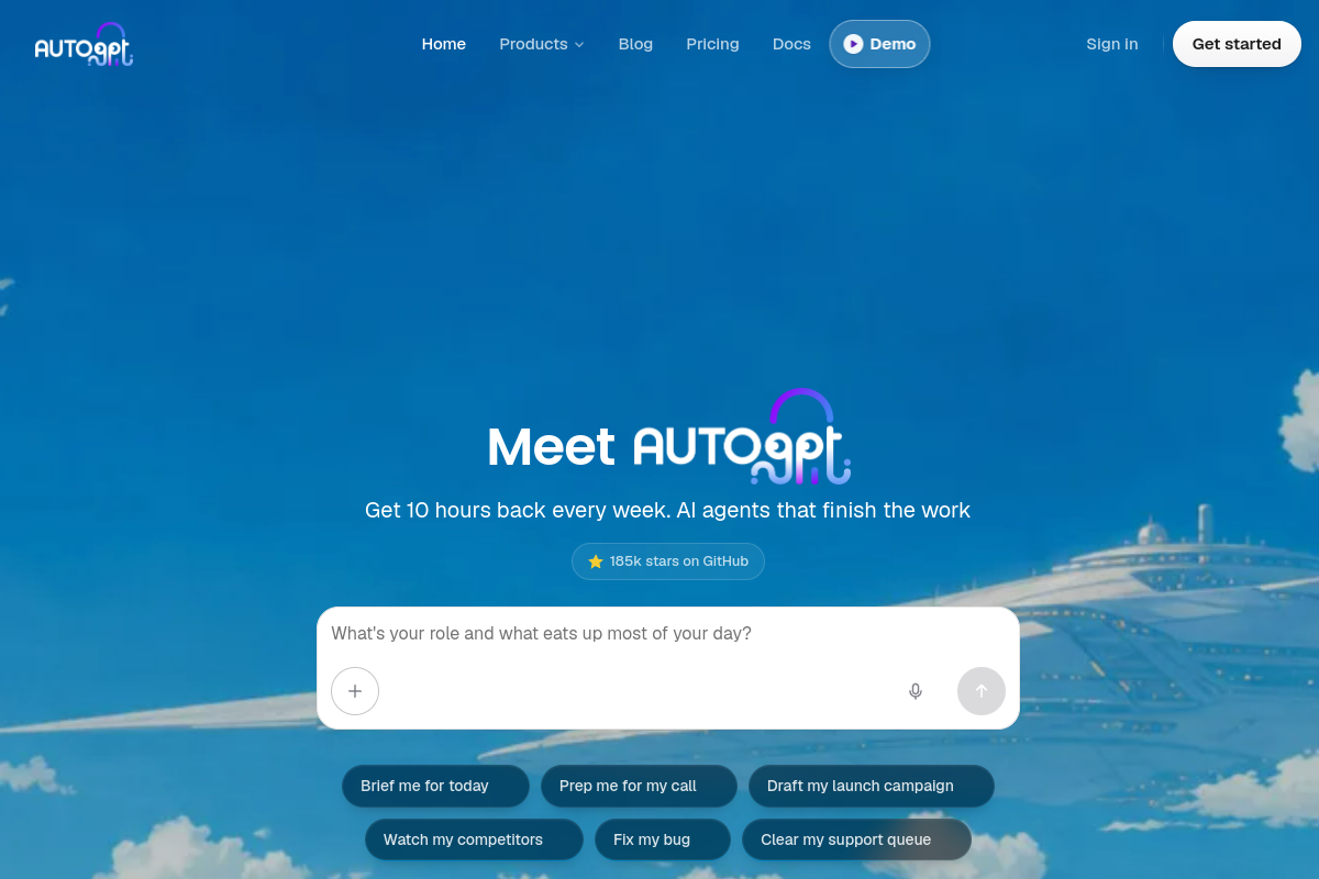 AutoGPT website screenshot 1