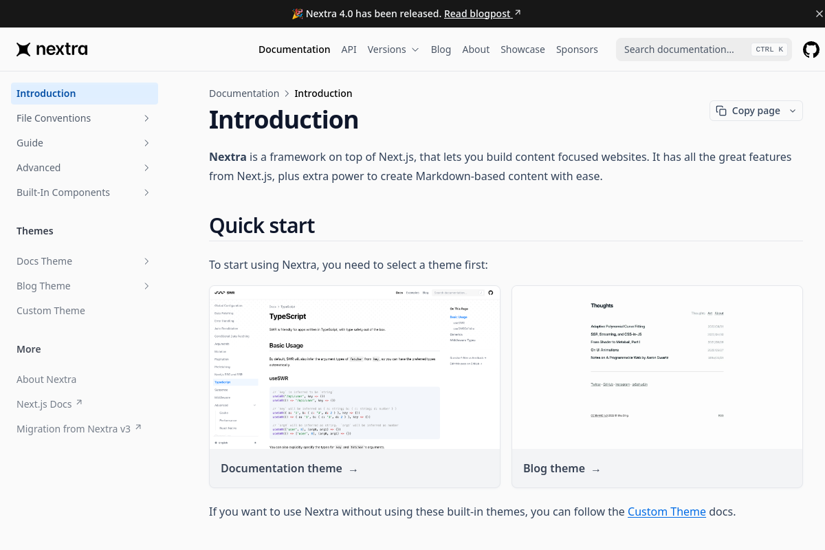 Screenshot of nextra.site