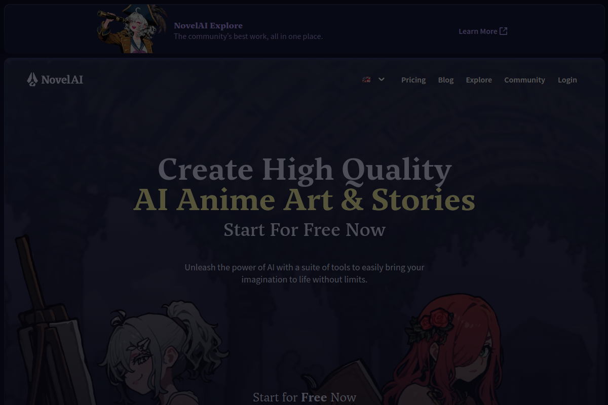 NovelAI website screenshot 1
