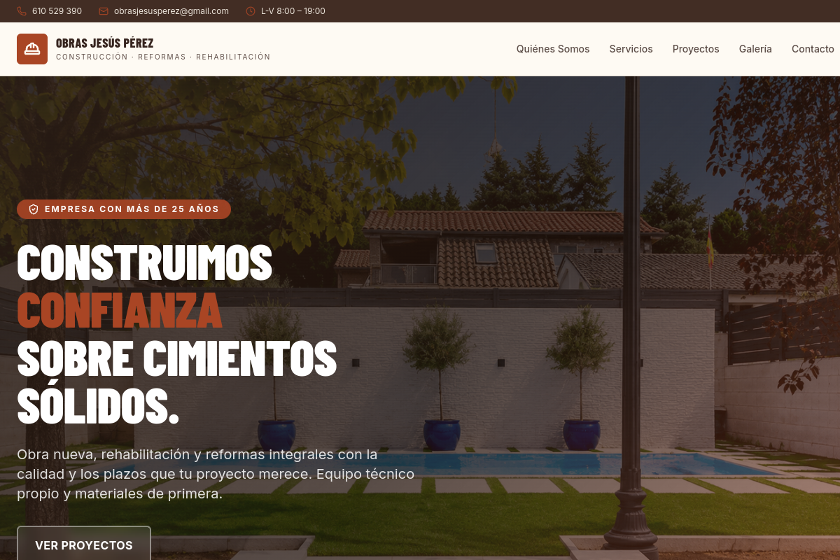 Captura real de la web Obras Jesús Pérez