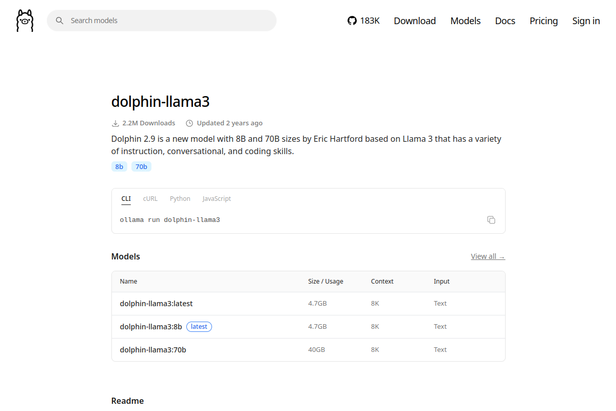 dolphin-llama3 preview