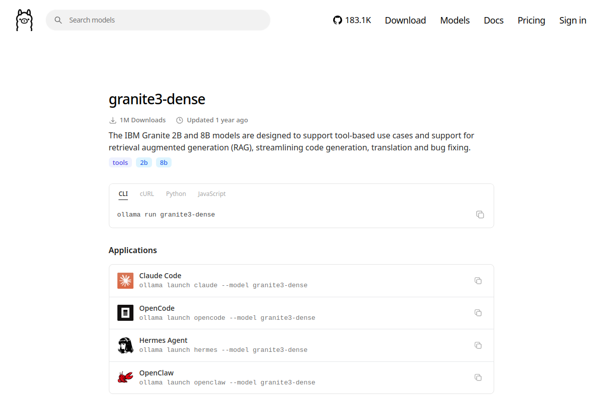 granite3-dense preview