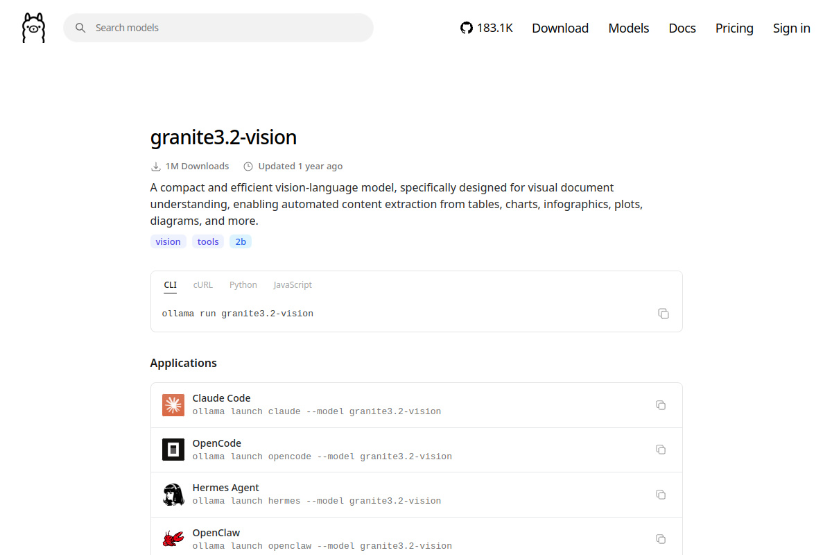 granite3.2-vision preview