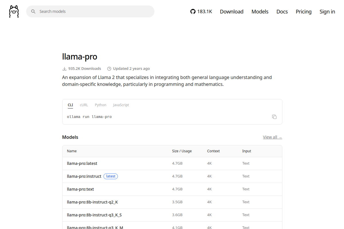 llama-pro preview