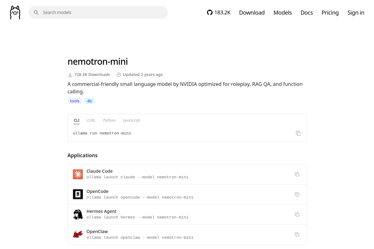 nemotron-mini preview