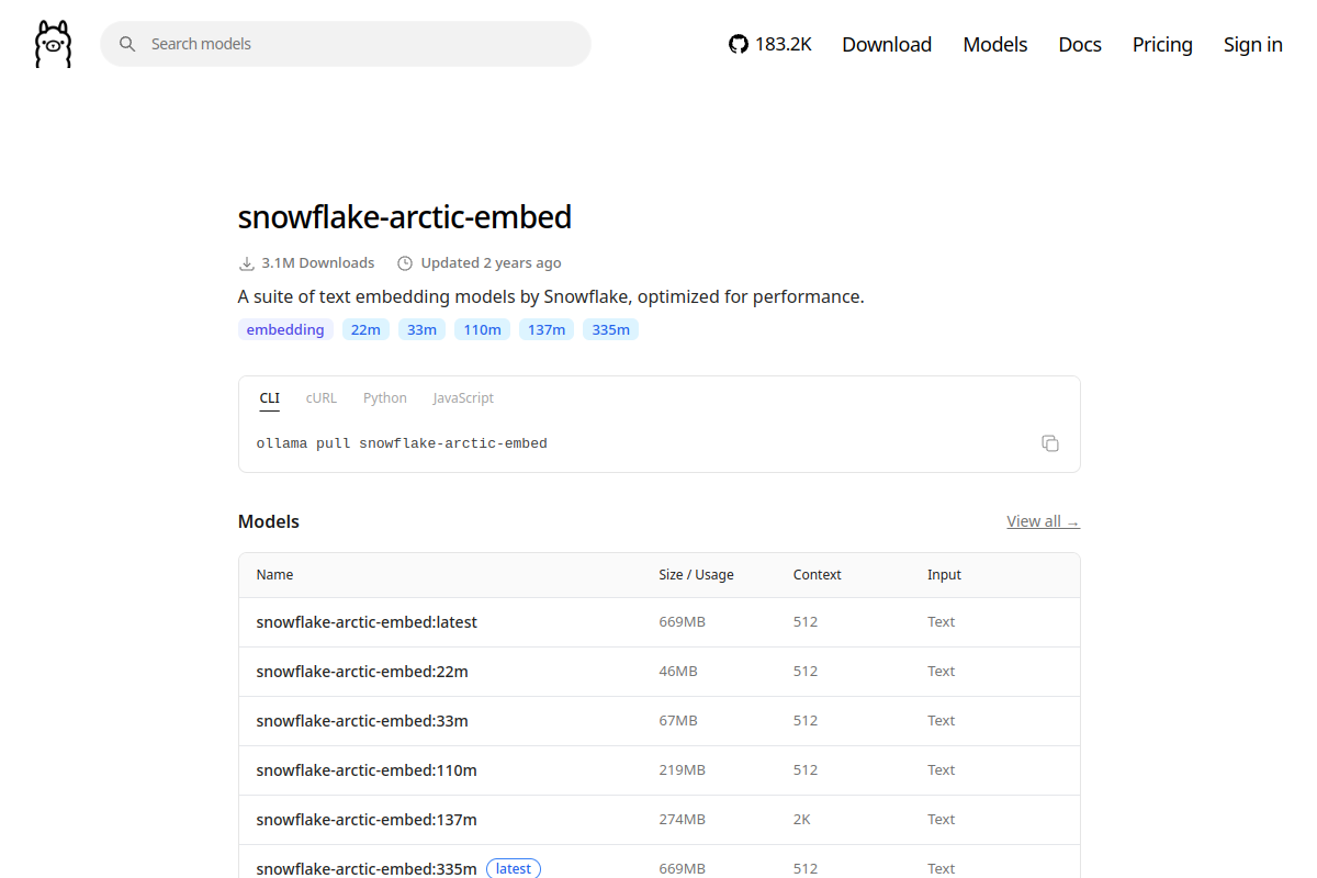 snowflake-arctic-embed preview