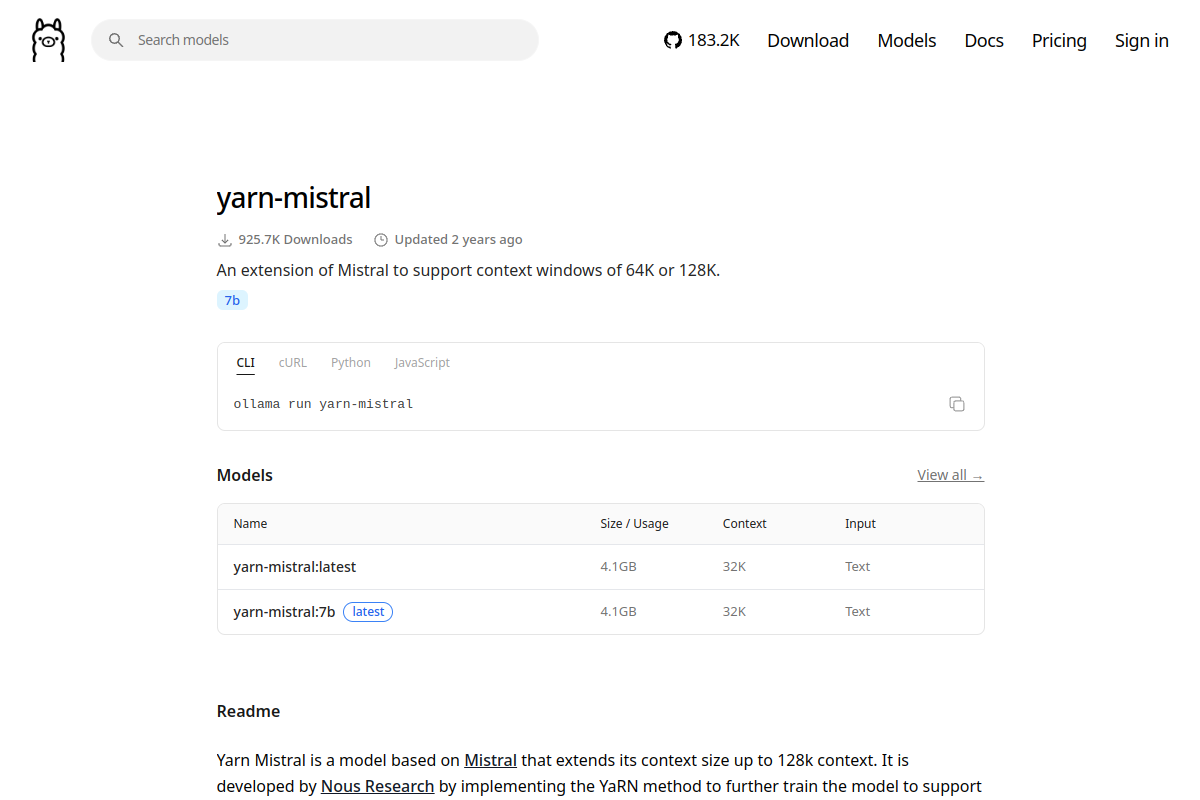 yarn-mistral preview
