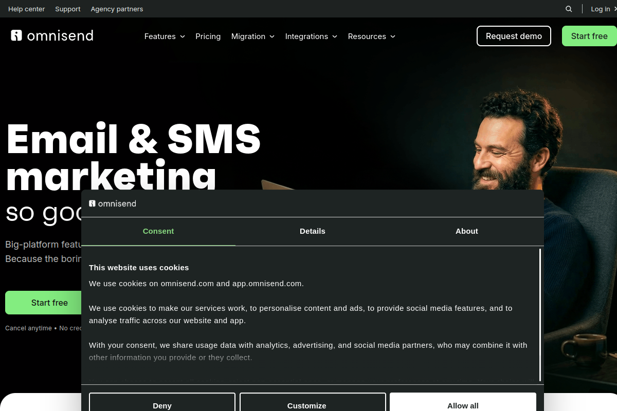 Omnisend website screenshot 1