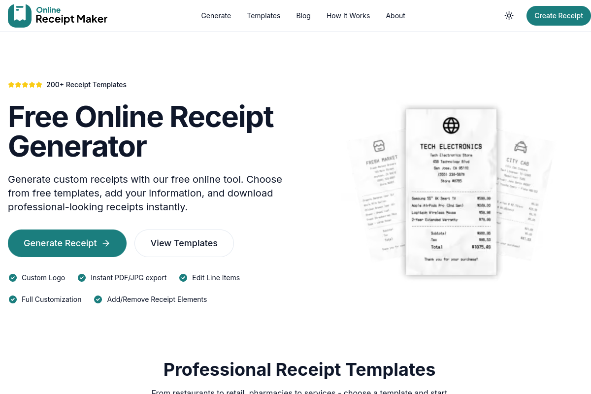 Online Receipt Maker preview