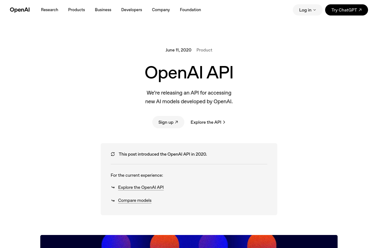 OpenAI API website screenshot 1