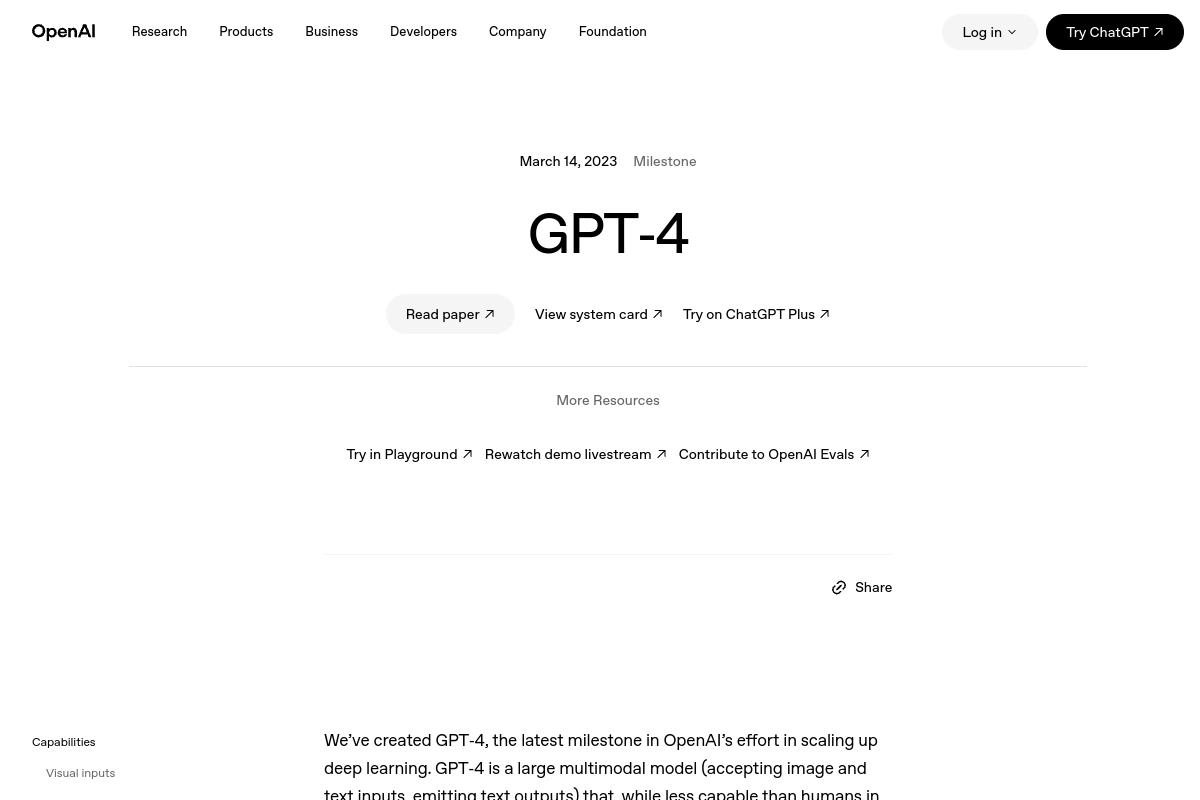 GPT-4 website screenshot 1