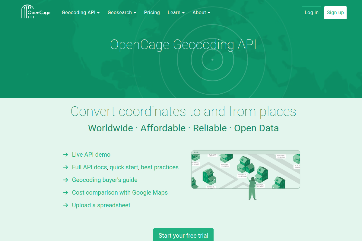 Open Cage Geocoder preview