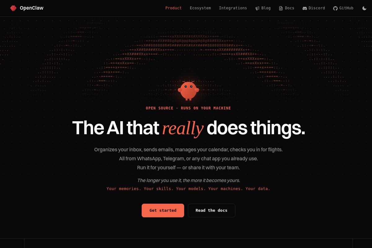 OpenClaw website screenshot 1