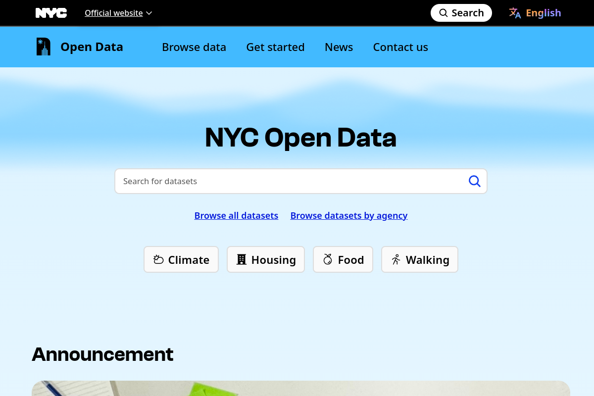 City, New York Open Data preview