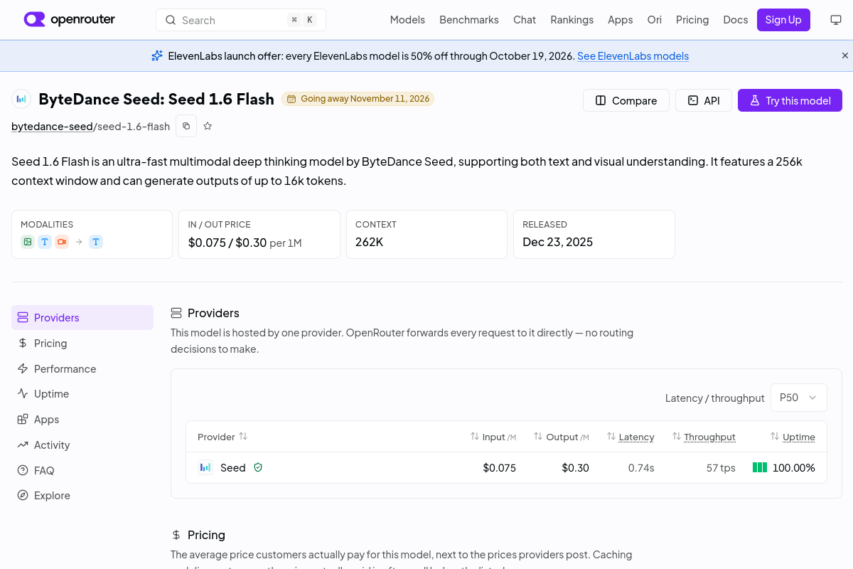 ByteDance Seed: Seed 1.6 Flash preview