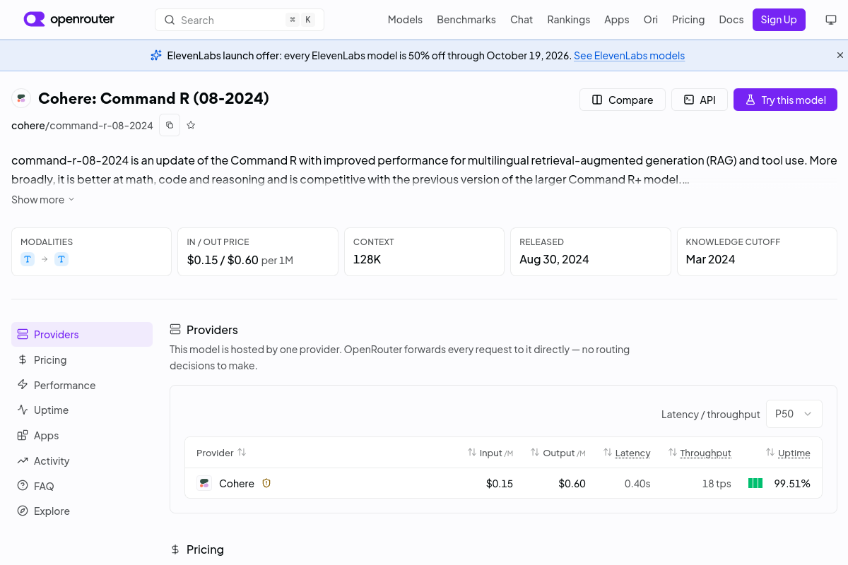 Cohere: Command R (08-2024) preview