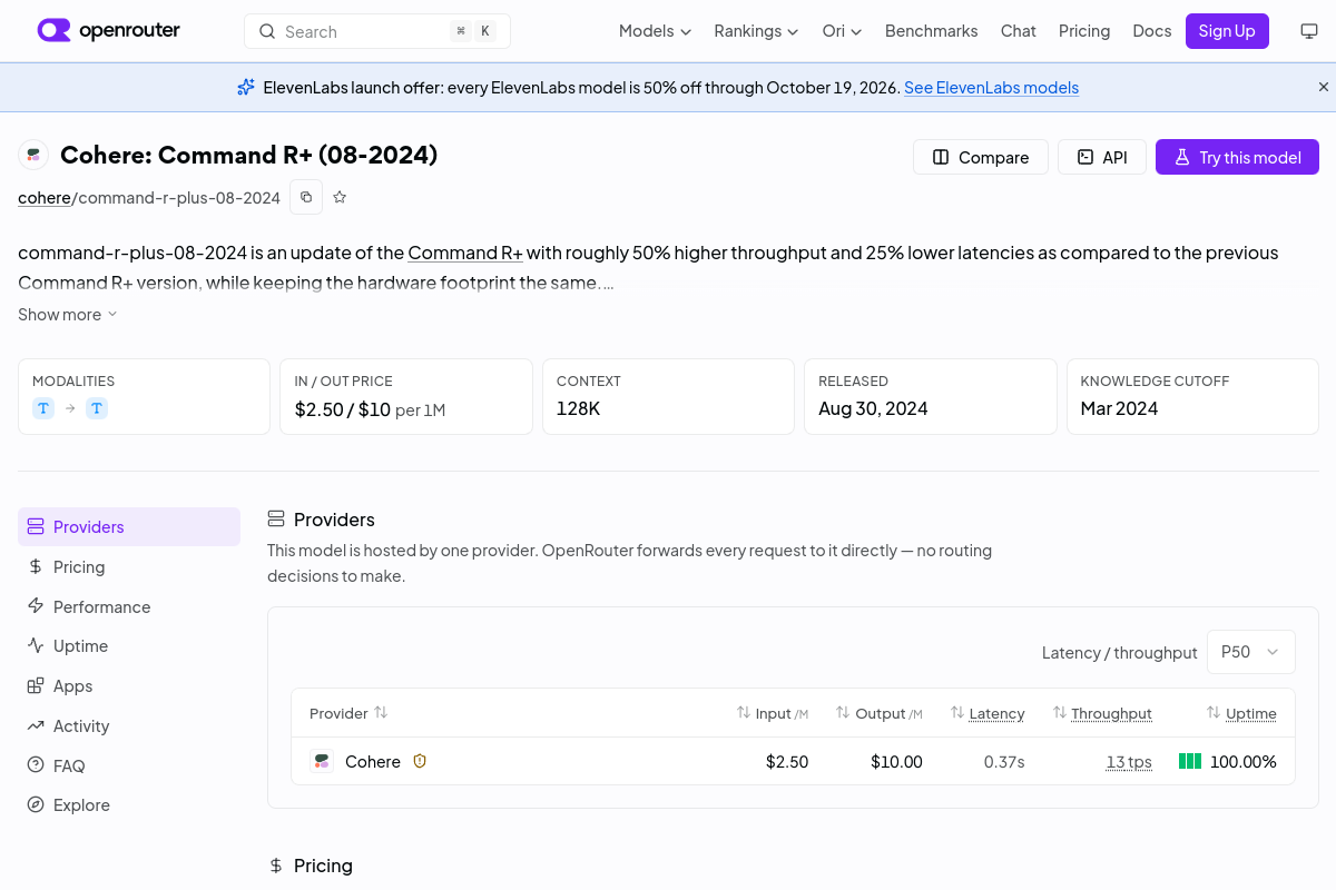 Cohere: Command R+ (08-2024) preview